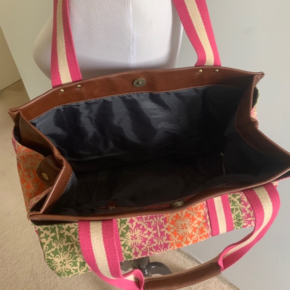 Tommy Hilfiger Pink/Multi Satchel Canvas Bag - Picture 4 of 6